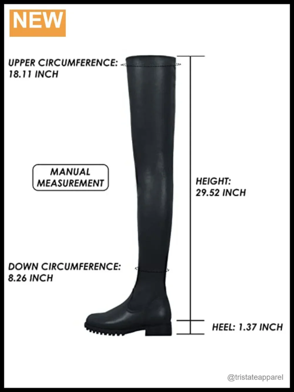 Thigh High Boots Round Toe Low Chunky Heel Side Zipper